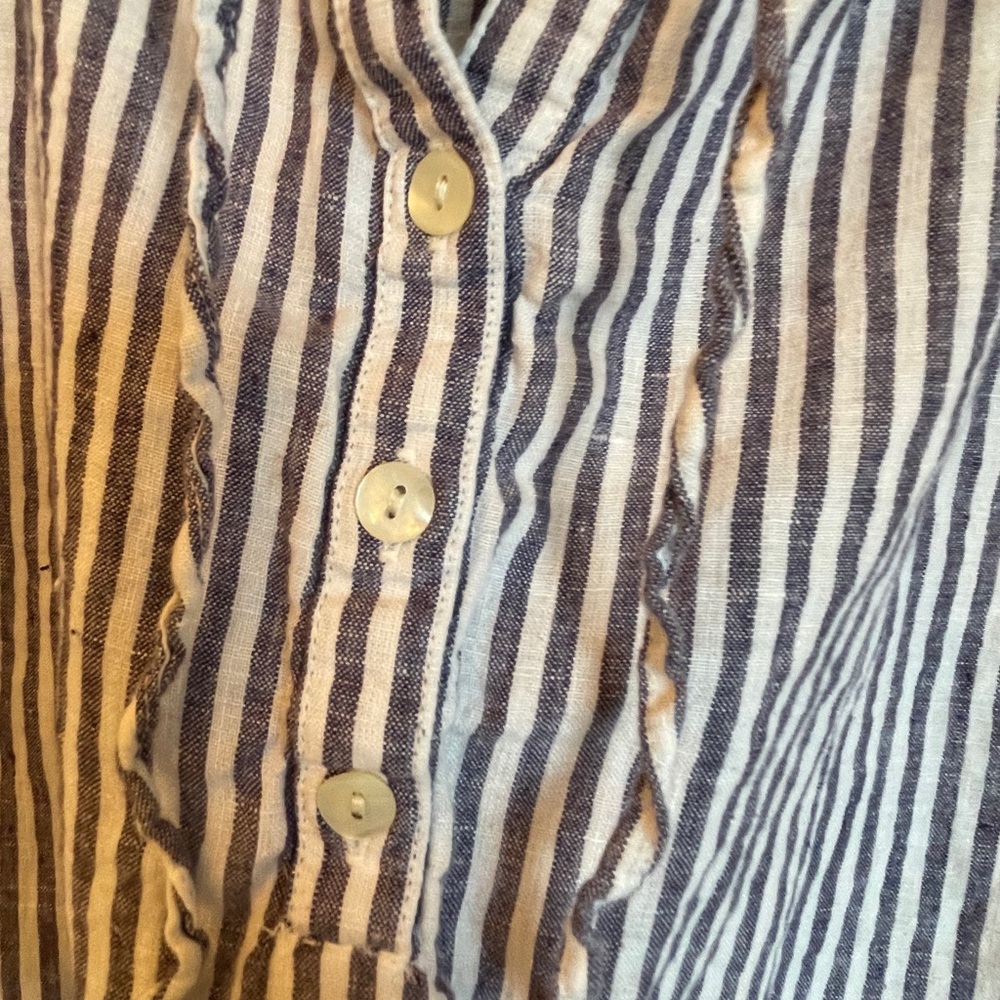 C&C California‎ Blue White Striped Linen Hooded Top Size M - Picture 3 of 11